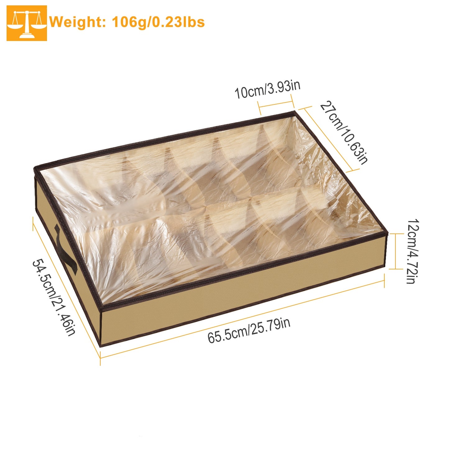 12 Cells Under Bed Shoes Organizer Shoes Container Box Holder