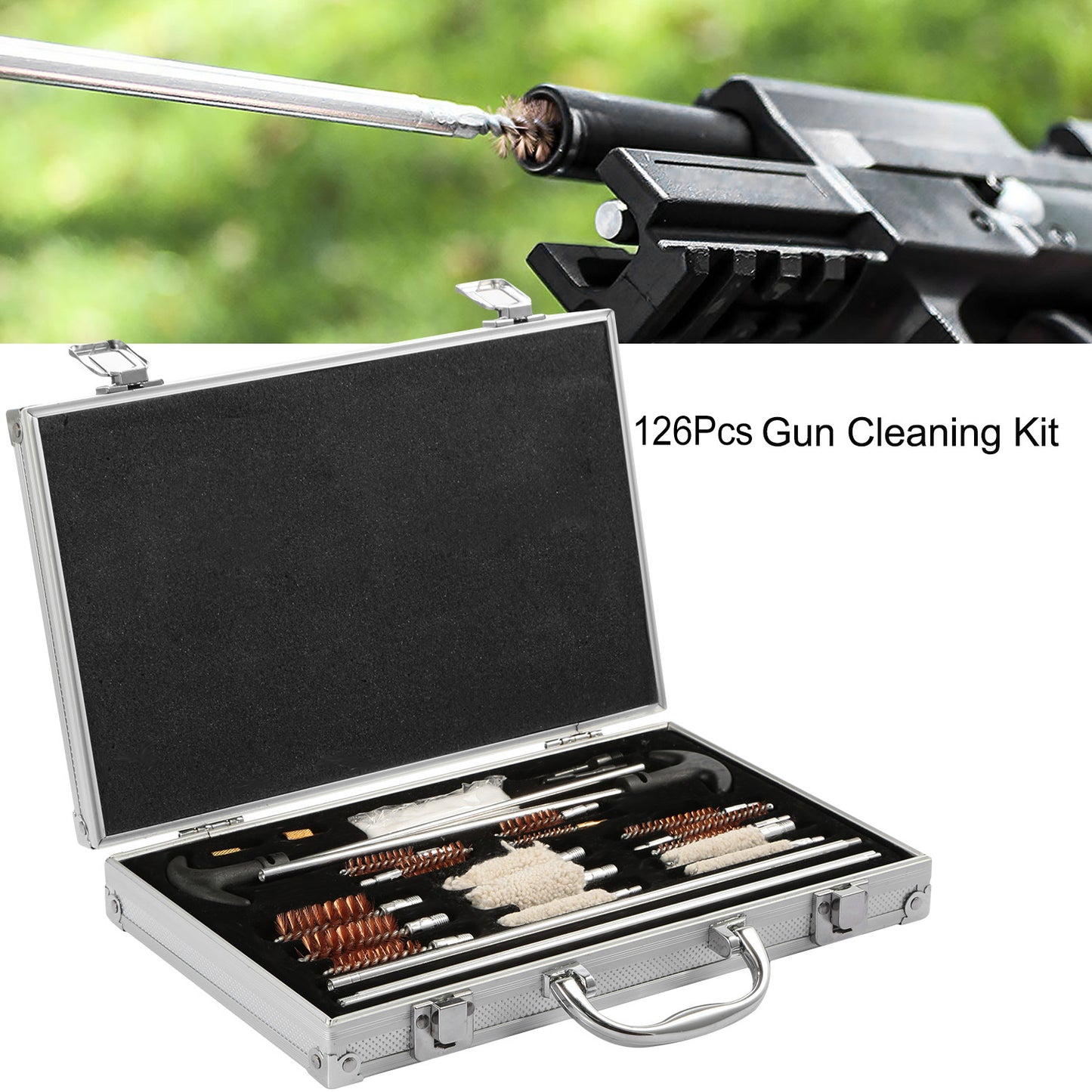 126Pcs Universal Gun Cleaning Kit Gun Cleaning Brushes Mops