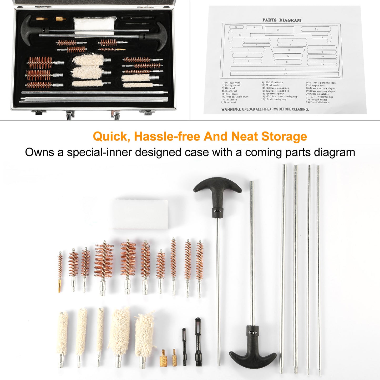 126Pcs Universal Gun Cleaning Kit Gun Cleaning Brushes Mops