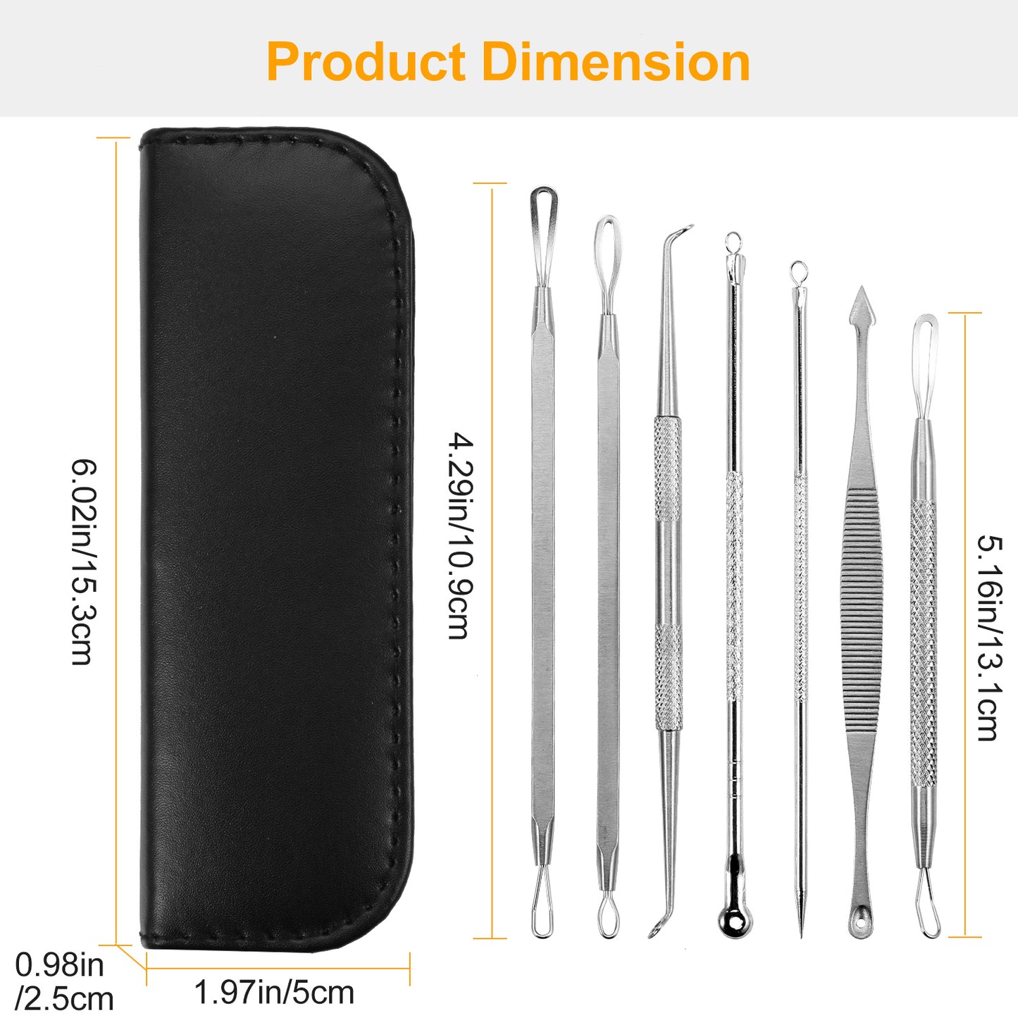 7 Pcs Blackhead Remover Kit Stainless Steel Pimple Comedone Acne Extractor