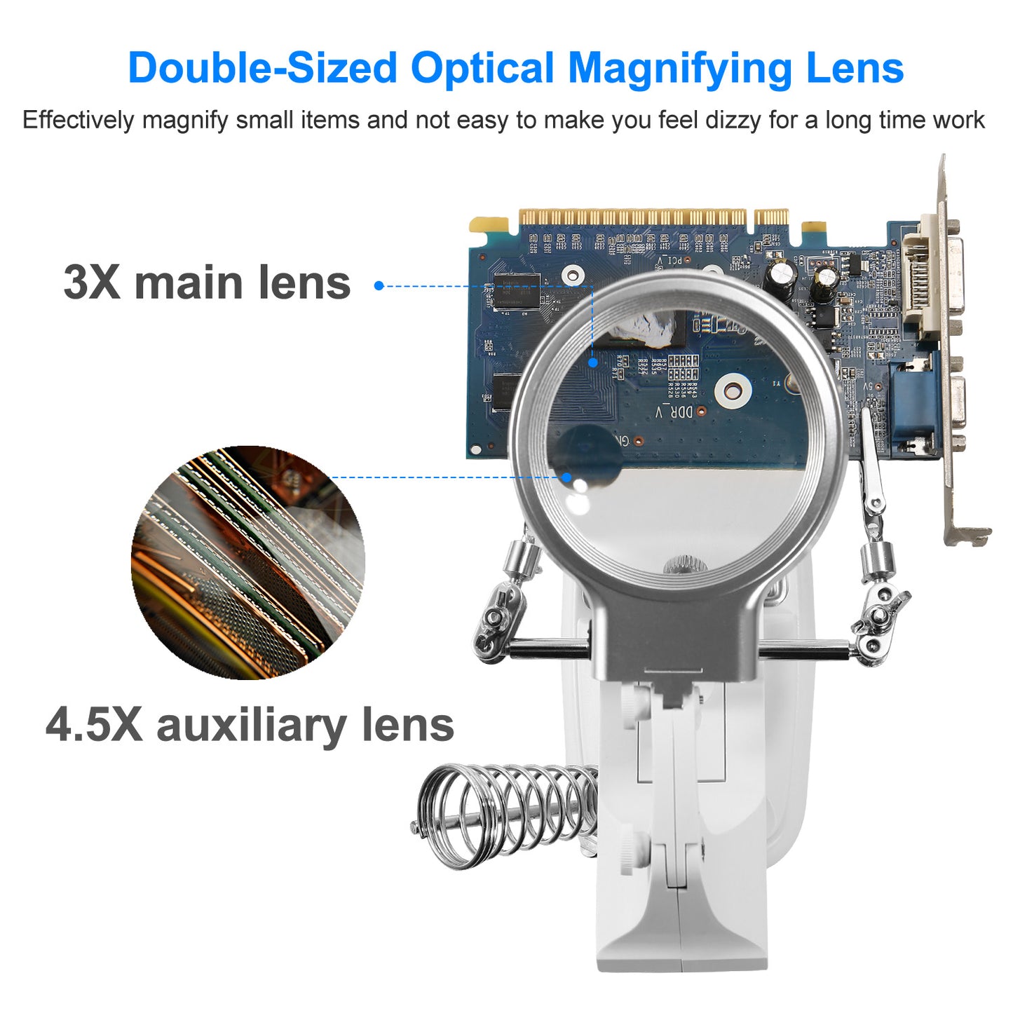 LED Light Helping Hands Magnifying Glass 3X/4.5X