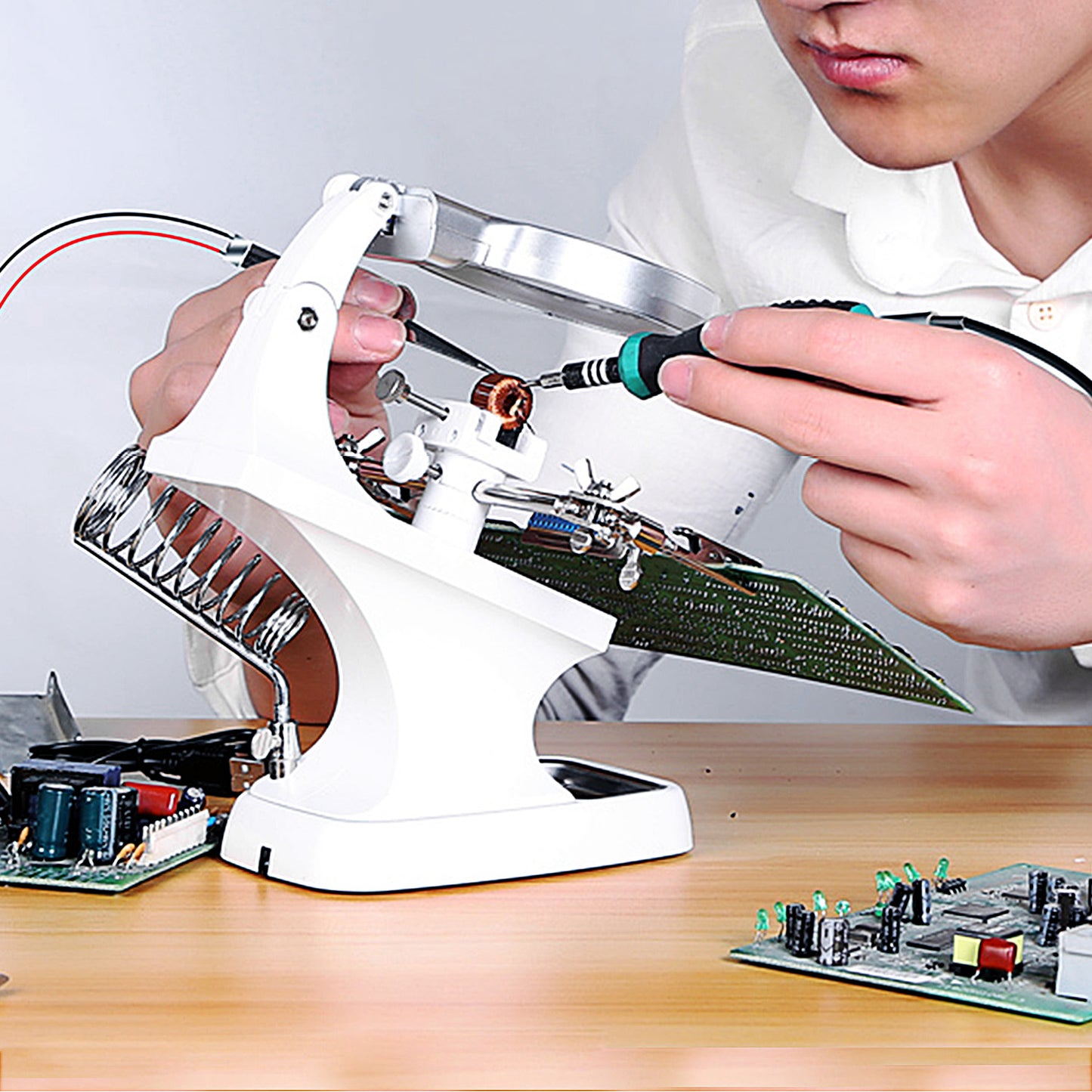LED Light Helping Hands Magnifying Glass 3X/4.5X