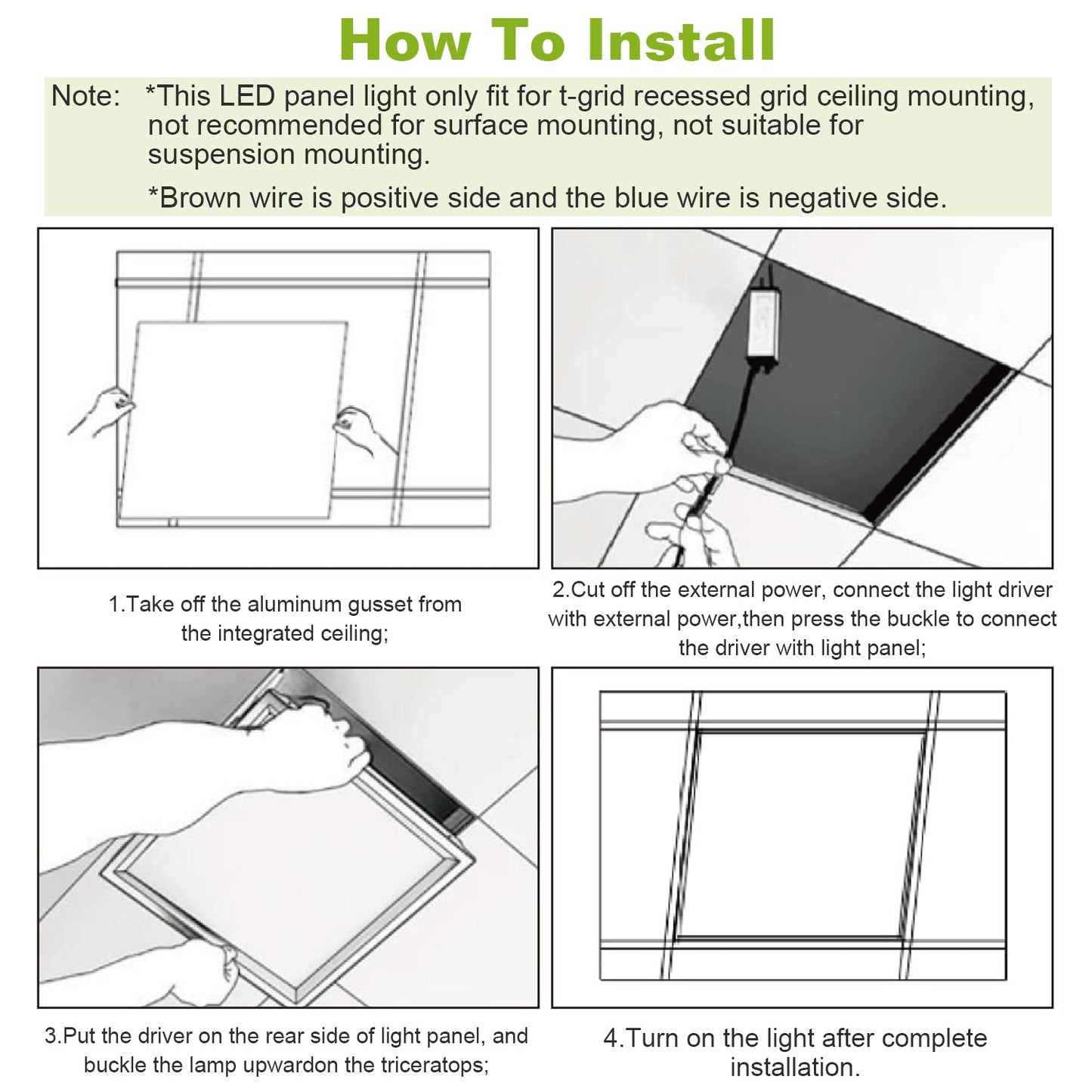 48W 2×2FT LED Panel Light 3200LM 7500K Ceiling Lighting 150W Equivalent LED Troffer Recessed Edge-Lit