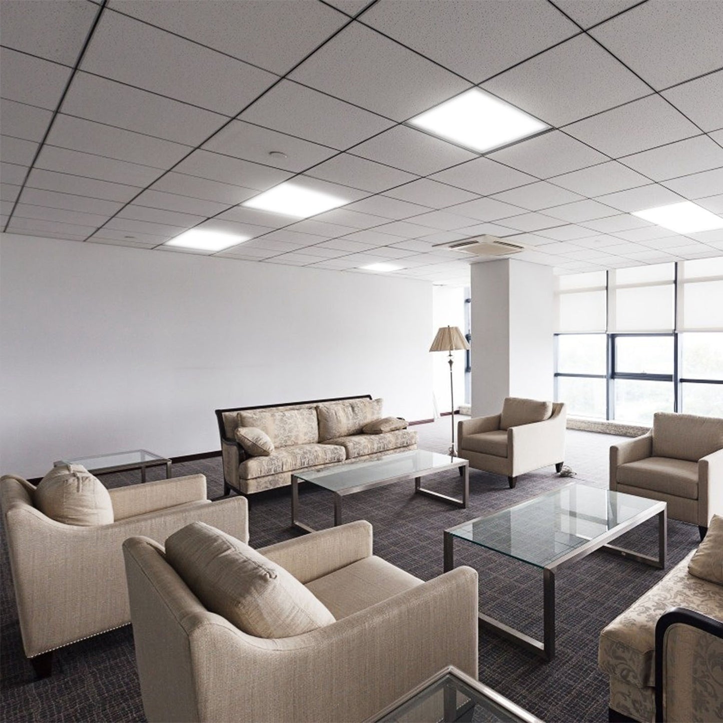 48W 2×2FT LED Panel Light 3200LM 7500K Ceiling Lighting 150W Equivalent LED Troffer Recessed Edge-Lit