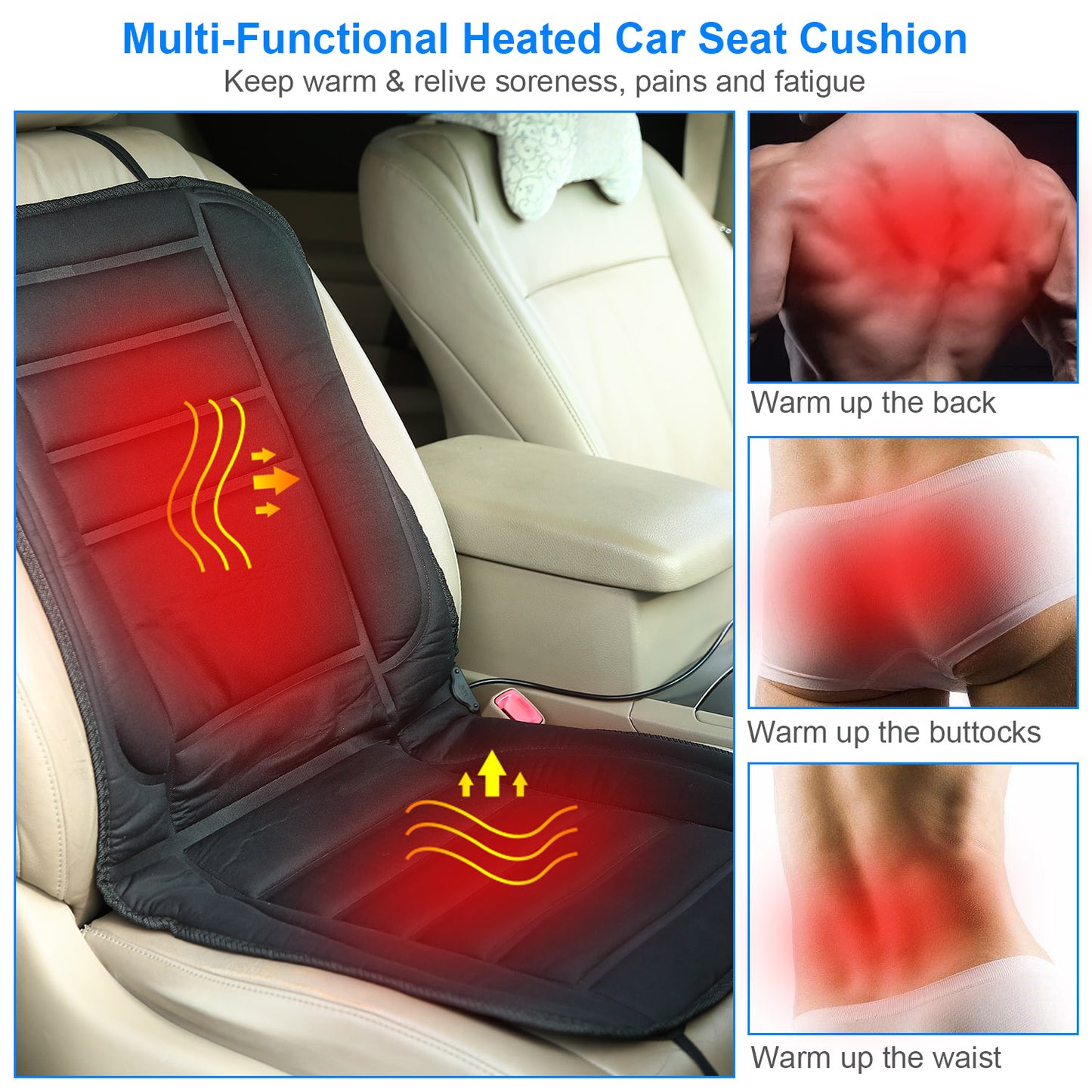 Heated Car Seat Cushion 12V Auto Seat Cover Warmer