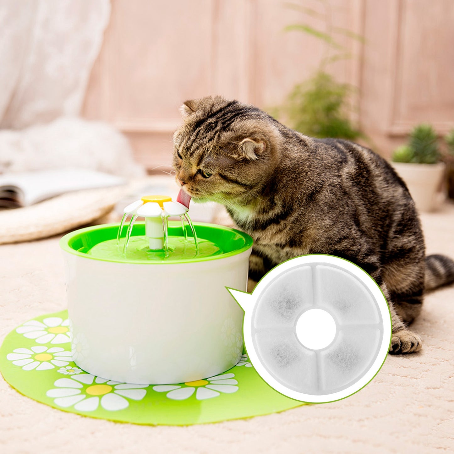 4Pcs Pet Cat Water Fountain Replacement Filters Active Carbon Filter