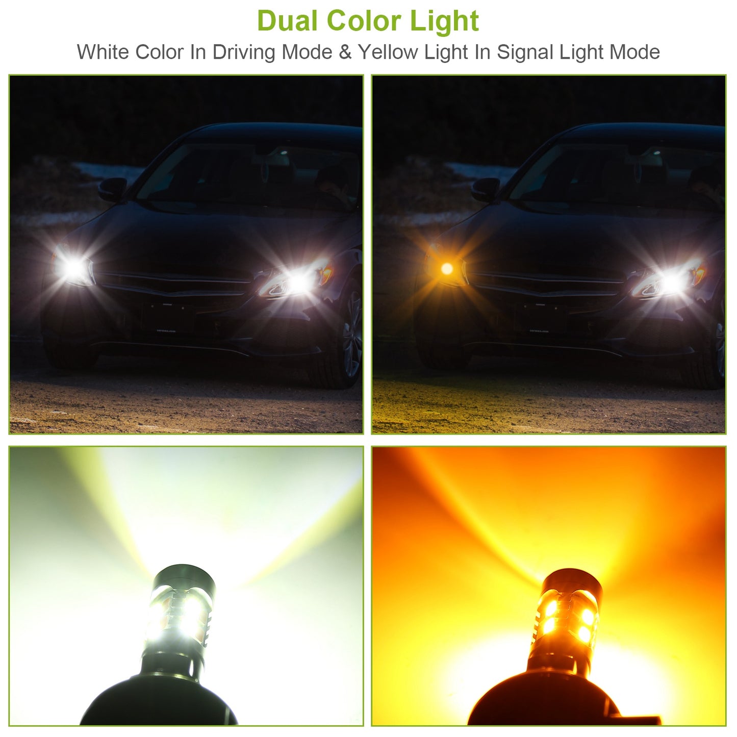 2 Pcs 3157 800LM Turn Signal Parking DRL LED Light Bulbs