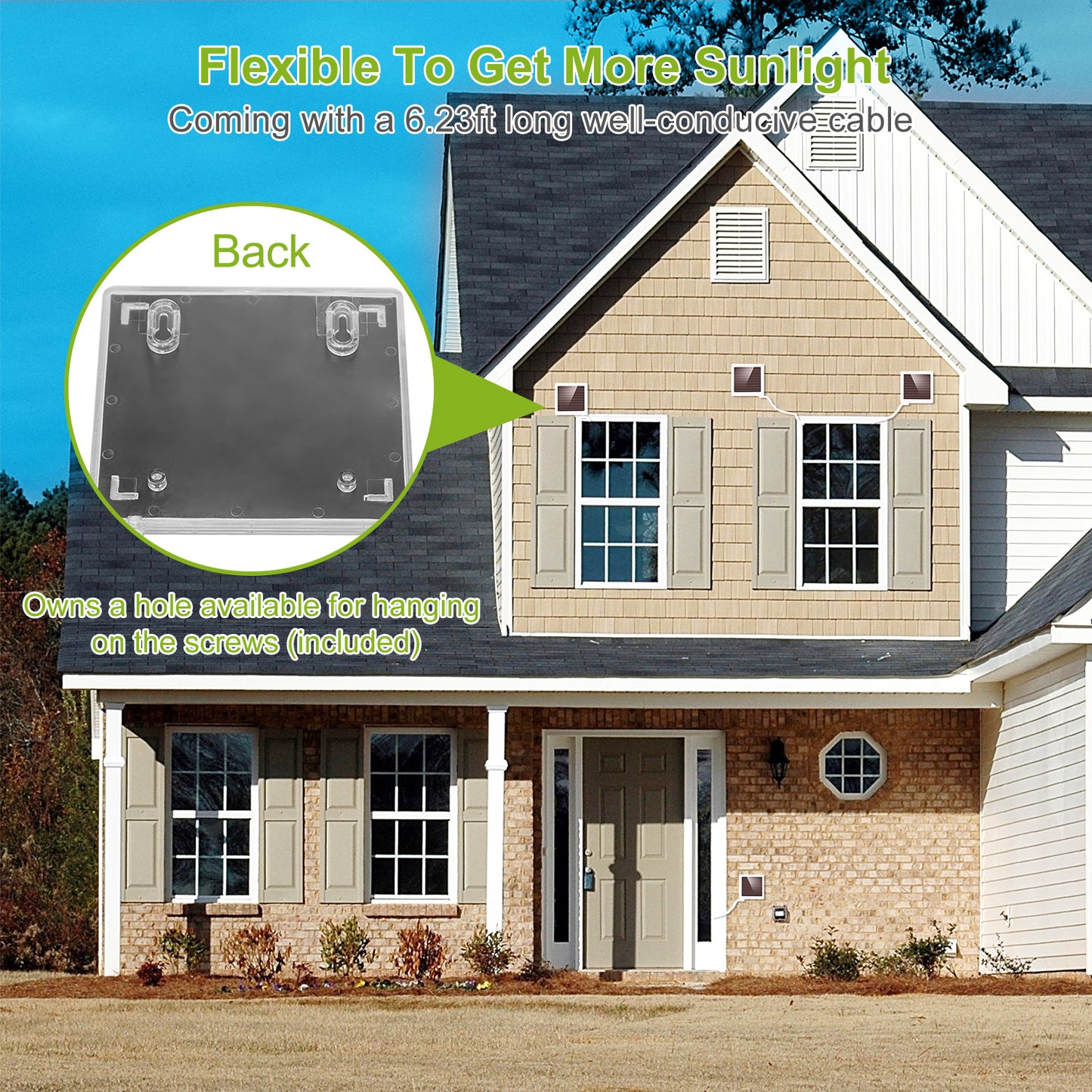 LED Solar Lights Solar Powered Security Light Kit Emergency Light Pull Switch