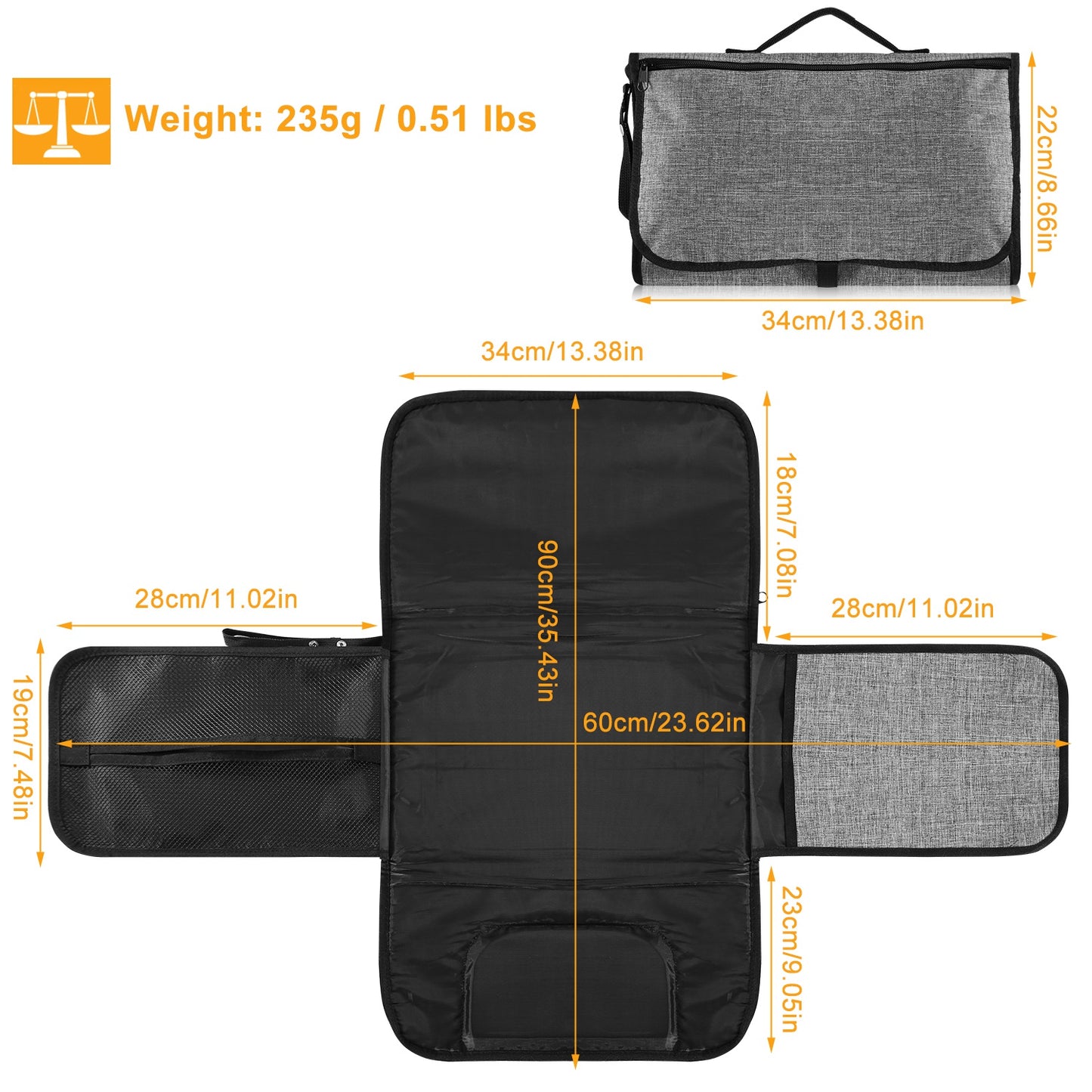 Portable Changing Pad Foldable Diaper Changing Pad Kit Waterproof Wipeable Changing Mat