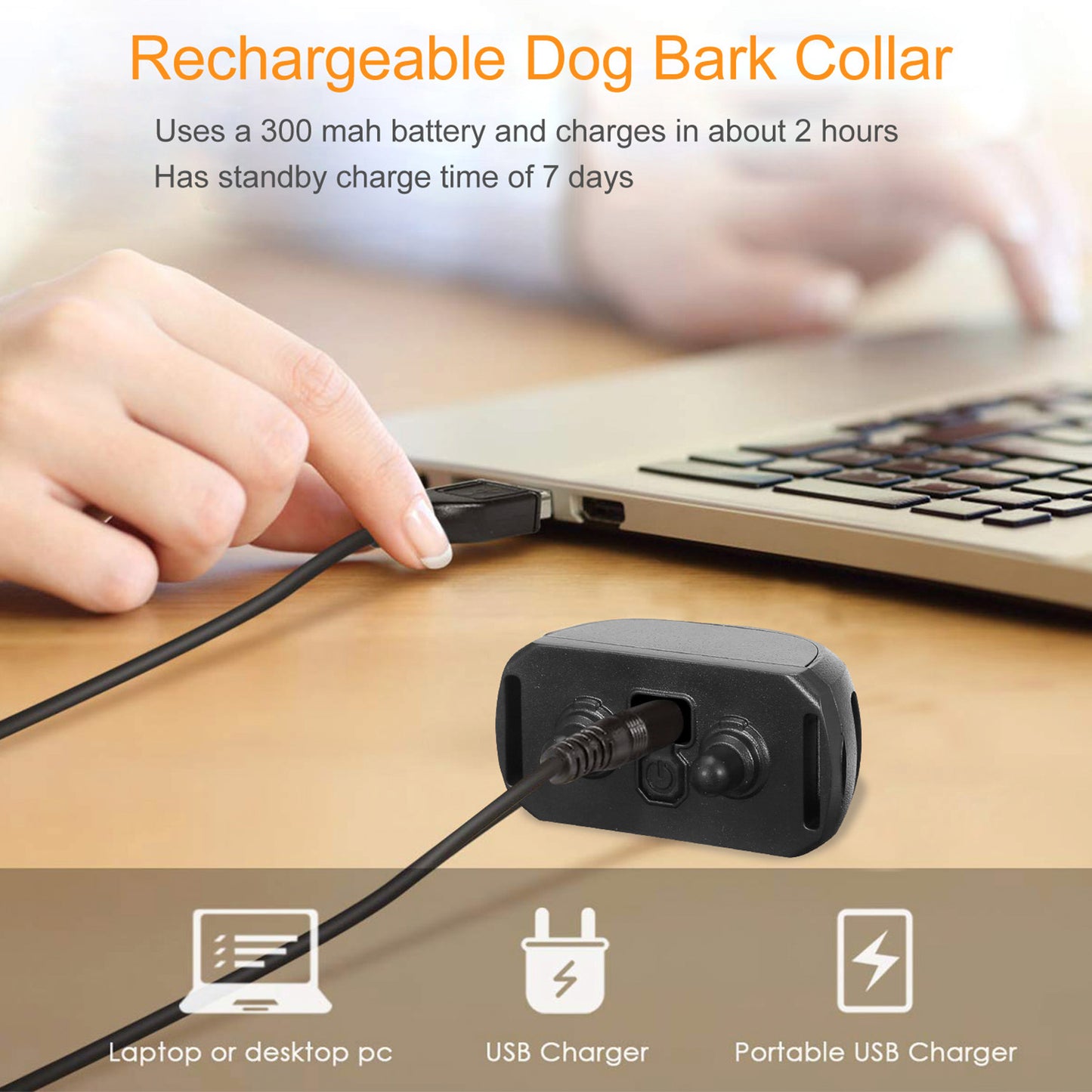 Dog Bark Collar IP67 Waterproof Rechargeable Dog Training Receiver