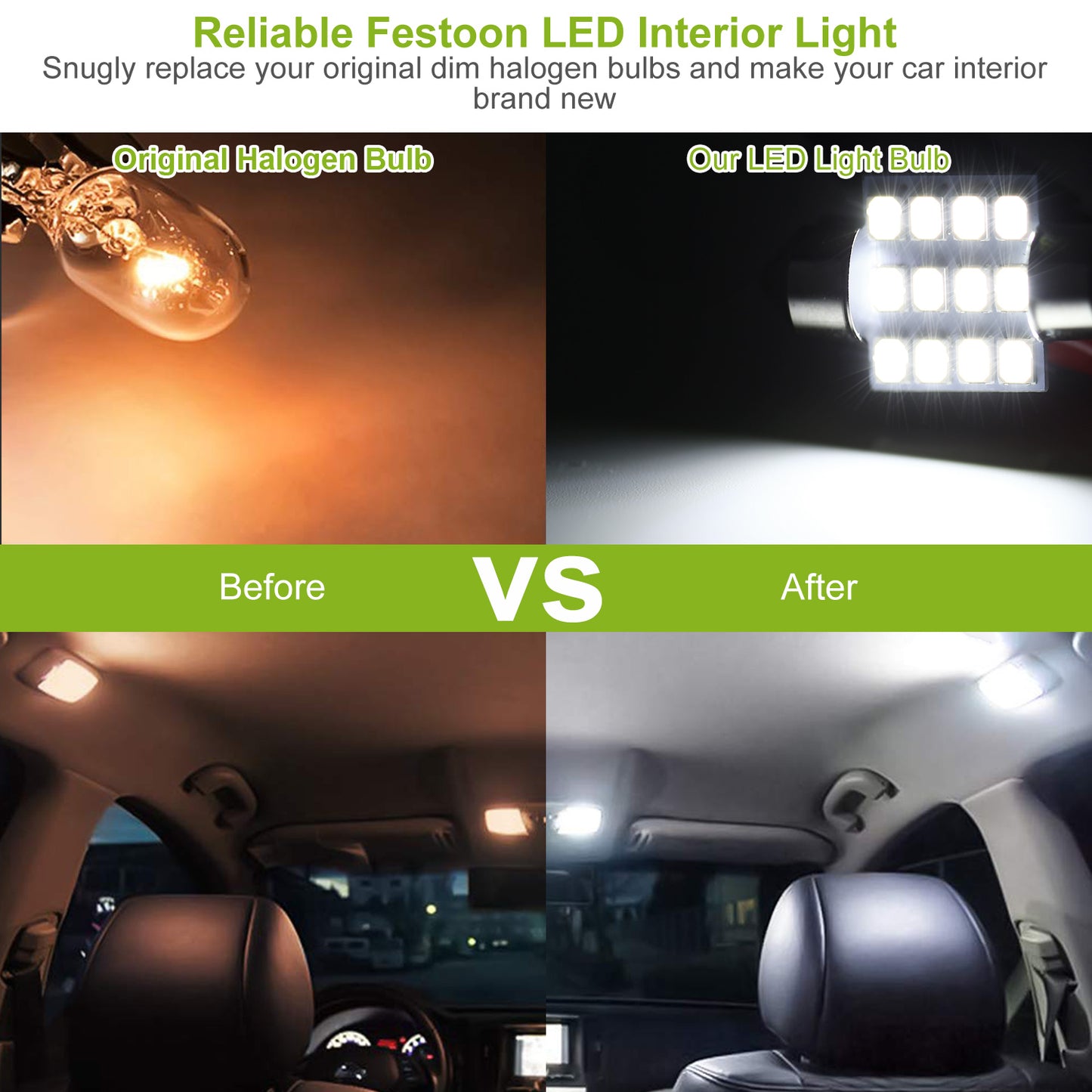 14Pcs T10 31mm 41mm Festoon LED Light Bulb Interior Dome Map LED Lights