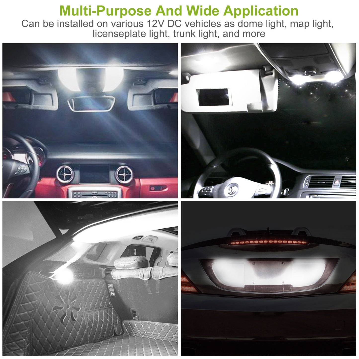 20Pcs T10 SMD5730 LED Light Bulbs 6000K Wedge Light Lamps Dome Map License Plate Car Interior Festoon Lights Kits