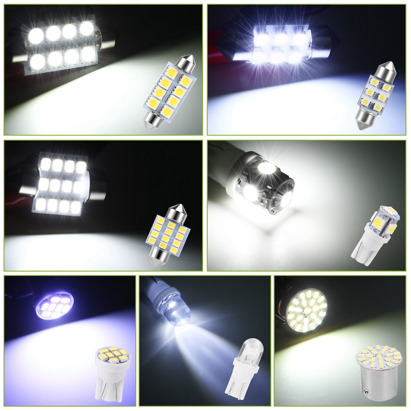 14Pcs T10/31mm/36mm/41mm/1156 Festoon LED Light Bulb Interior Dome Map LED Lights