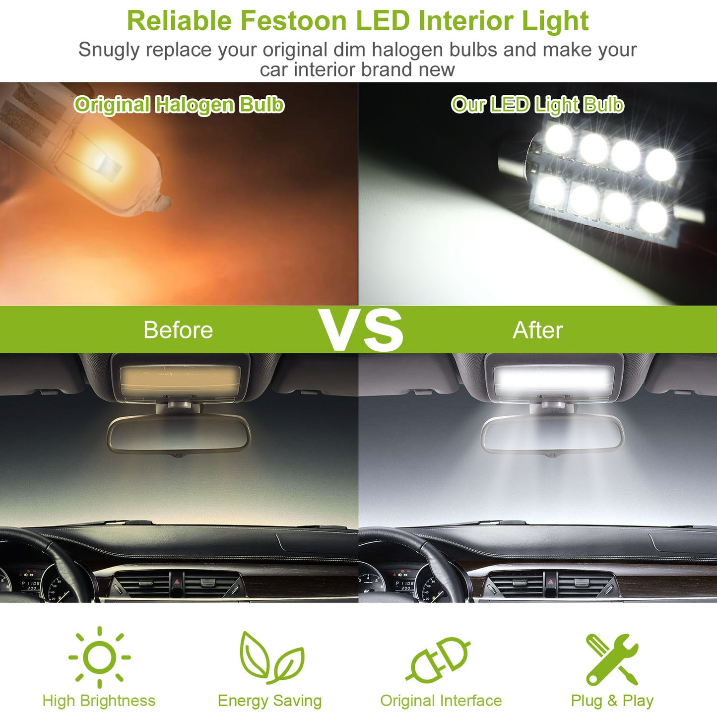 14Pcs T10/31mm/36mm/41mm/1156 Festoon LED Light Bulb Interior Dome Map LED Lights