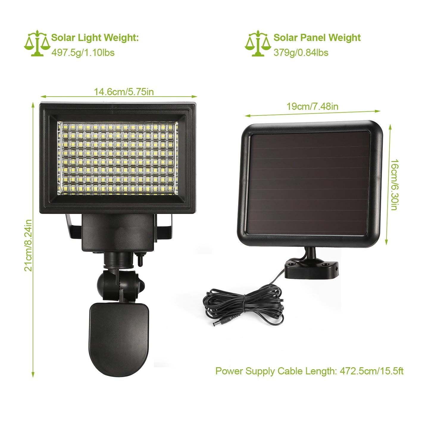 Solar Wall Lights 120 LEDs Flood Lights Outdoor 120 Degree Motion Sensor Lamps