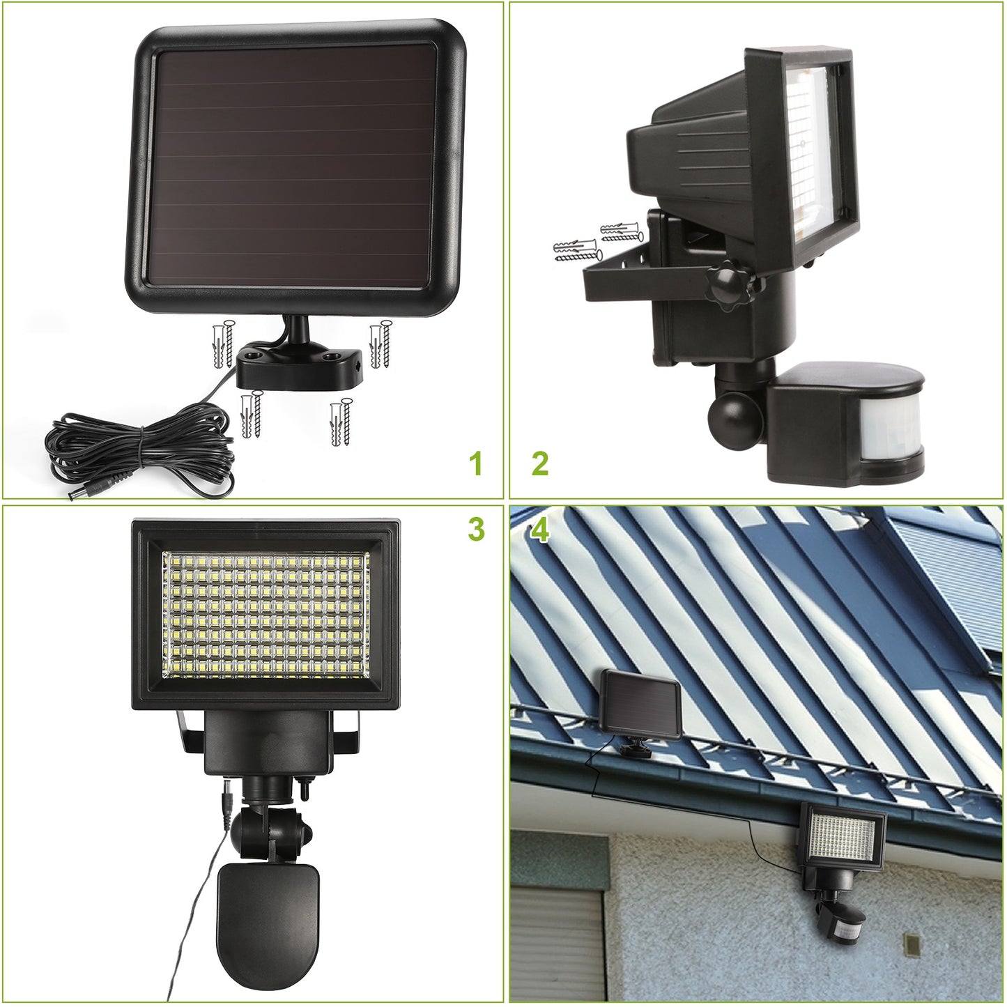 Solar Wall Lights 120 LEDs Flood Lights Outdoor 120 Degree Motion Sensor Lamps