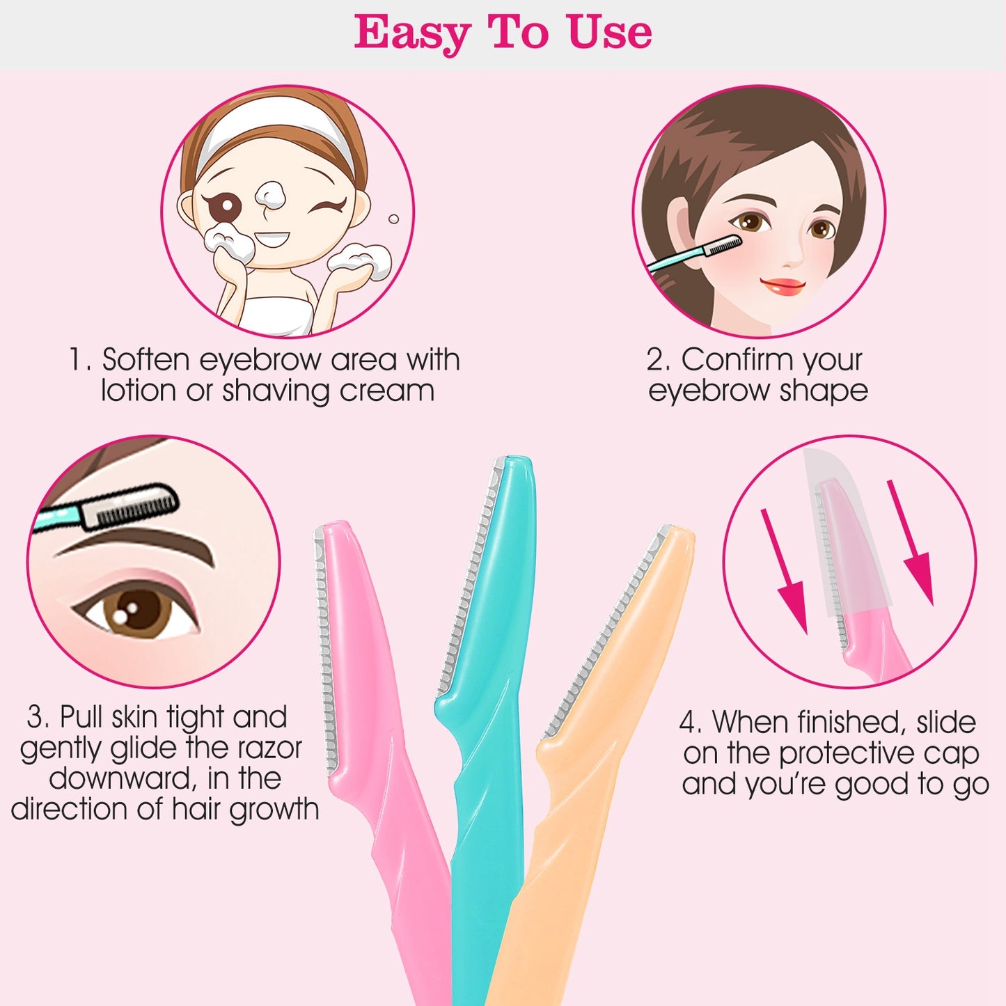 36pcs Women Eyebrow Razor Trimmer Facial Hair Remover