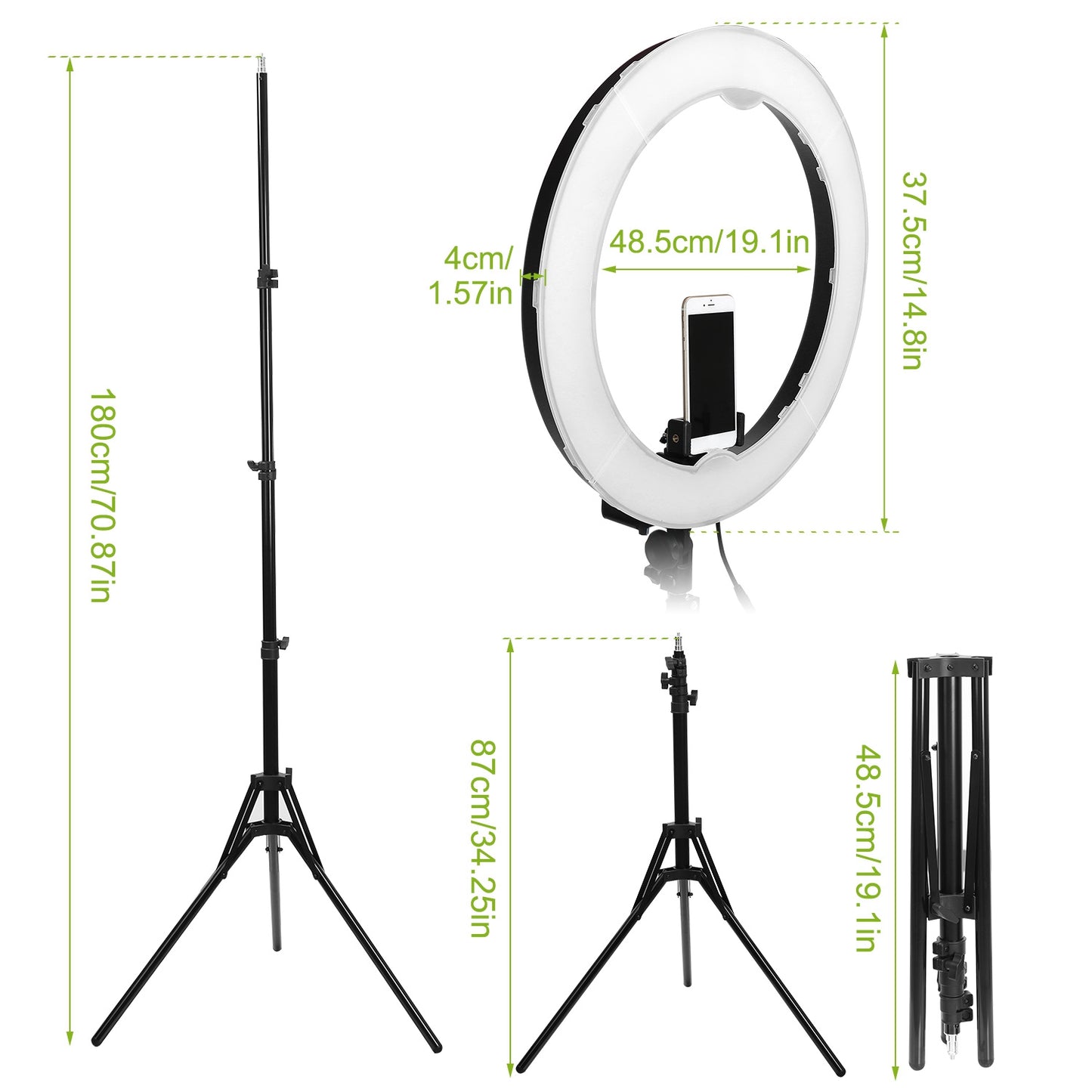 18" LED Ring Light 55W 3200K-5600K Dimmable Selfie Ring Light