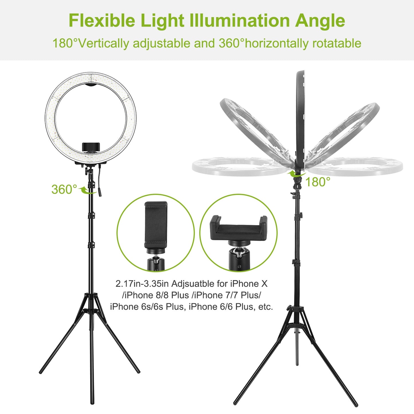 18" LED Ring Light 55W 3200K-5600K Dimmable Selfie Ring Light