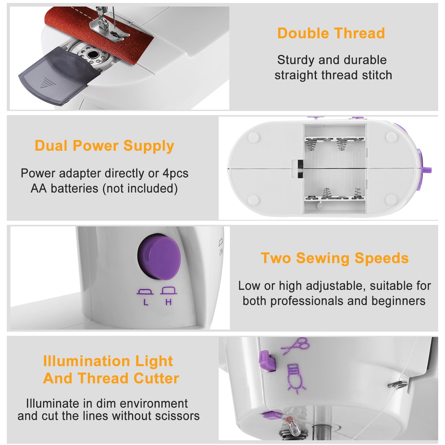 Electric Sewing Machine Portable 2 Speed Overlock Foot
