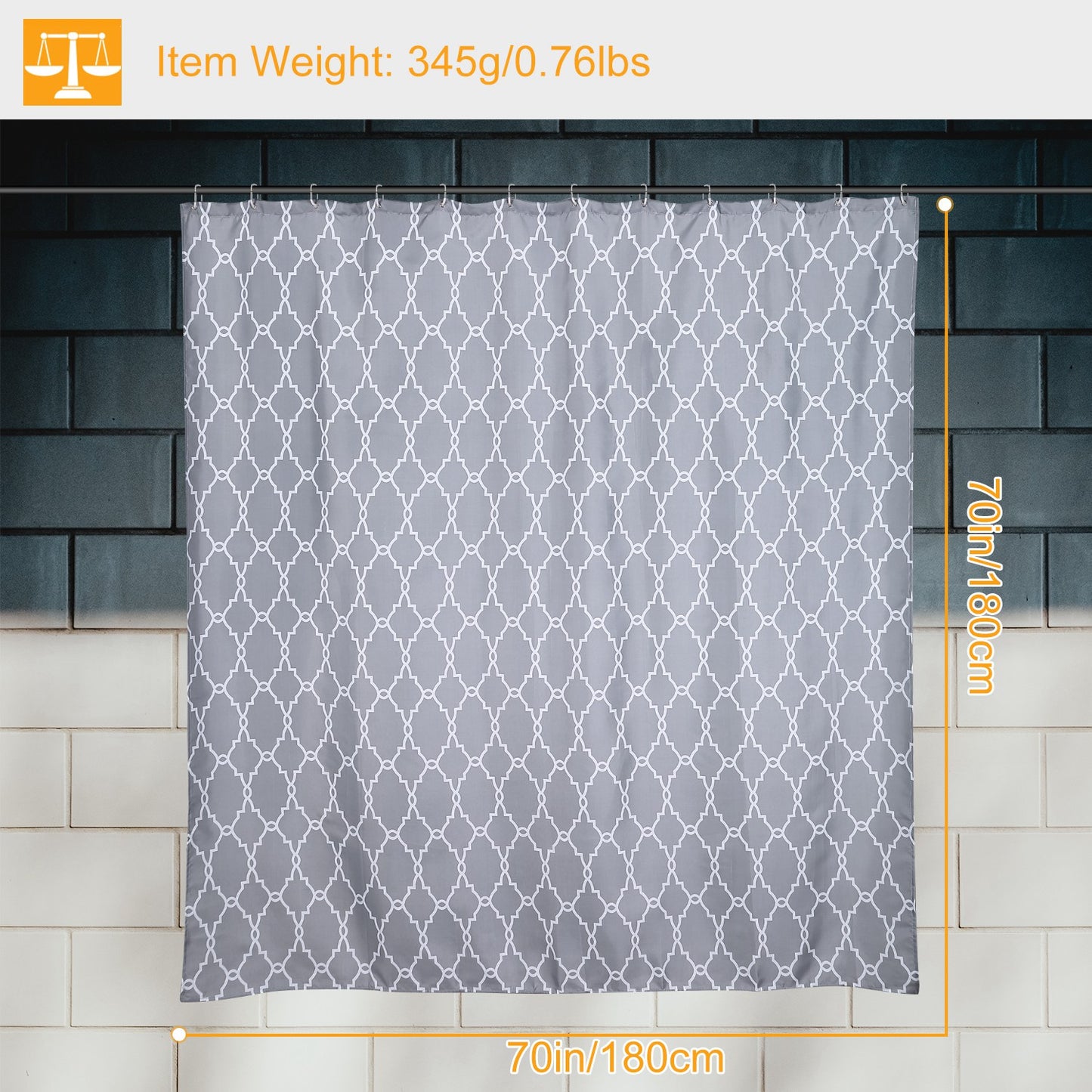 Shower Curtain Waterproof 70x70 Inches Bathroom Shower Drape Liner