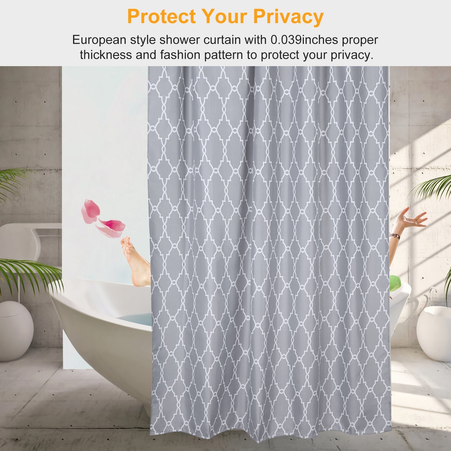 Shower Curtain Waterproof 70x70 Inches Bathroom Shower Drape Liner