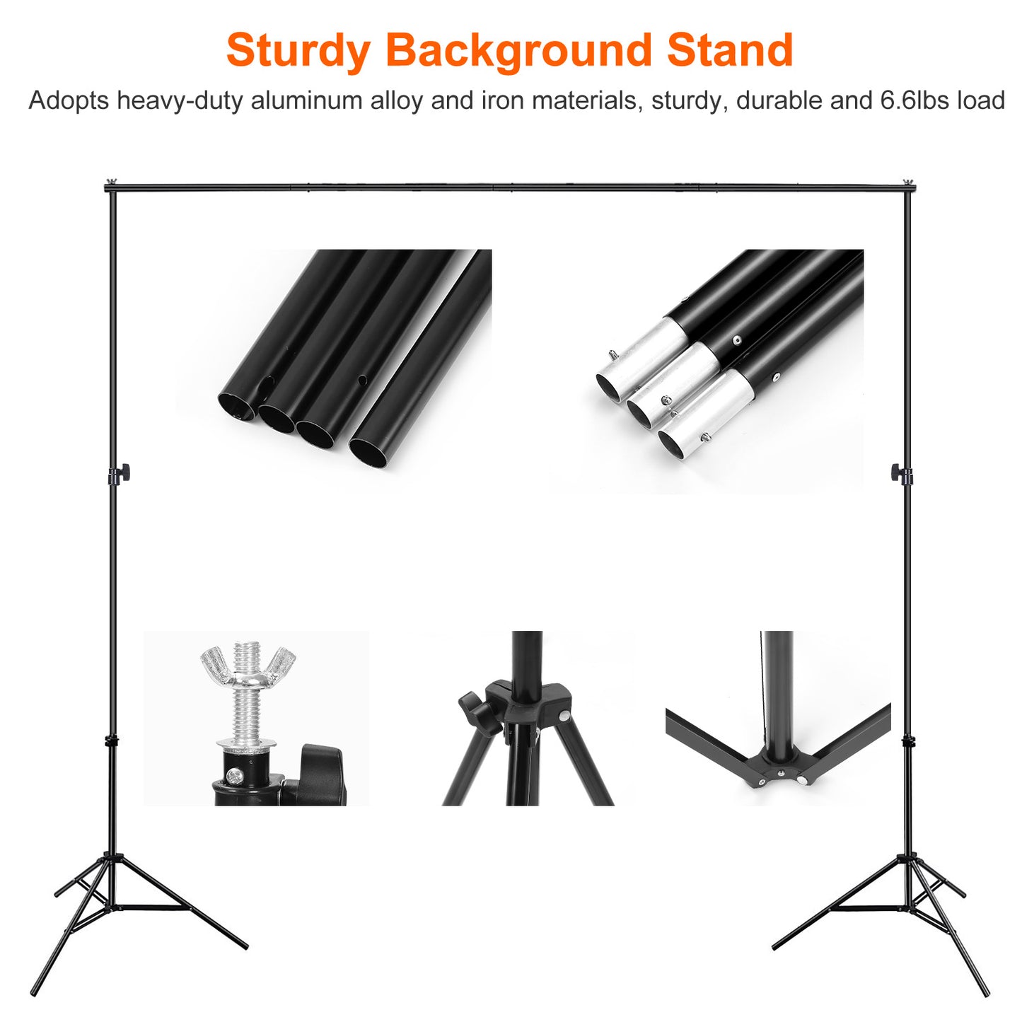 6.5 x 10ft Photo Video Studio Backdrop Background Stand