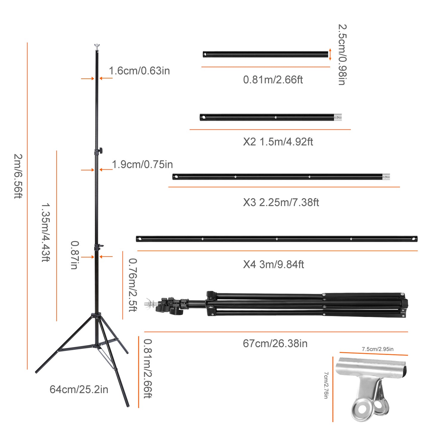 6.5 x 10ft Photo Video Studio Backdrop Background Stand