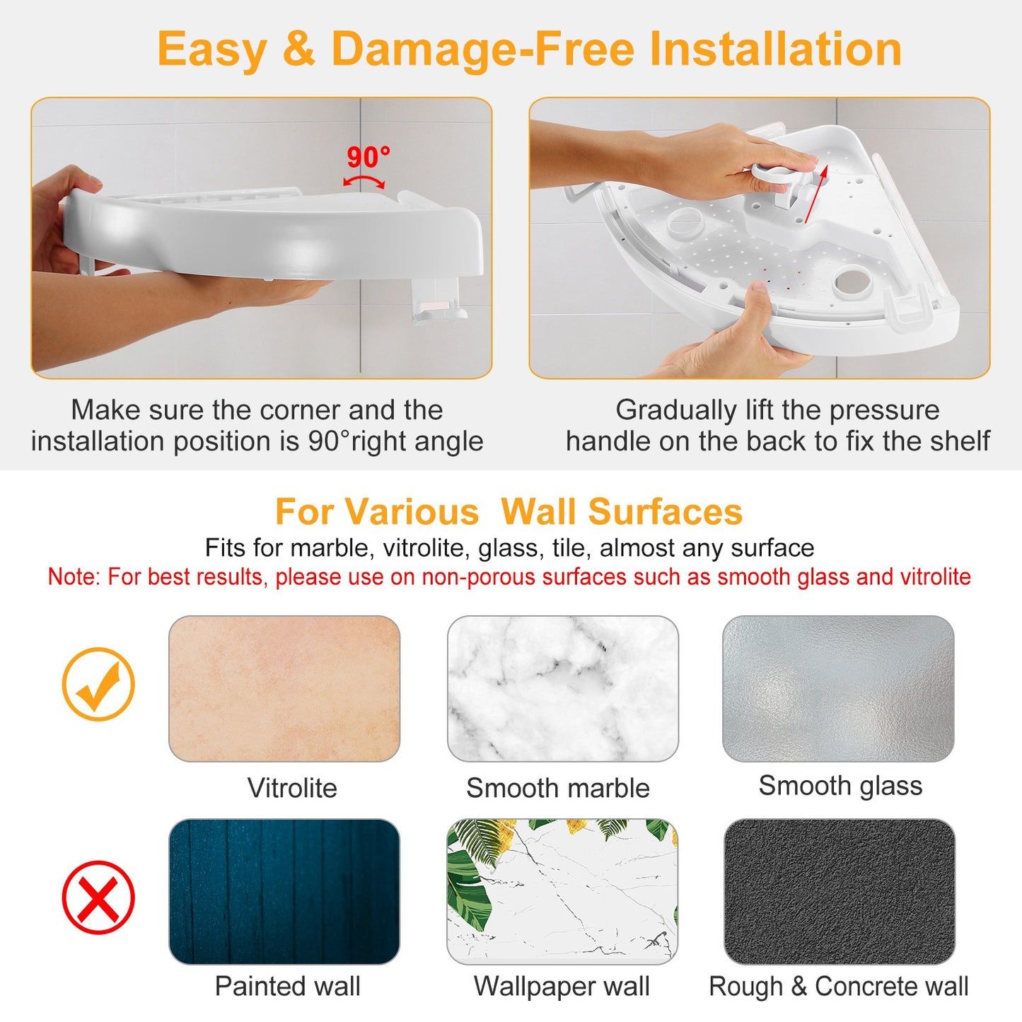 Bathroom Corner Storage Rack Triangular Shower Shelf Bath Wall Mount
