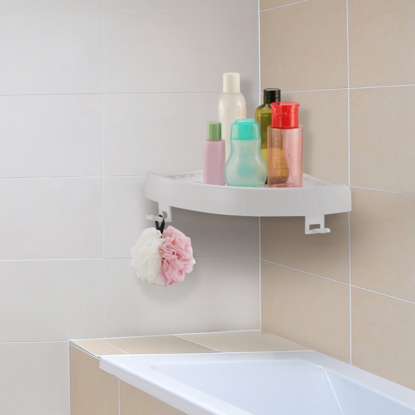 Bathroom Corner Storage Rack Triangular Shower Shelf Bath Wall Mount