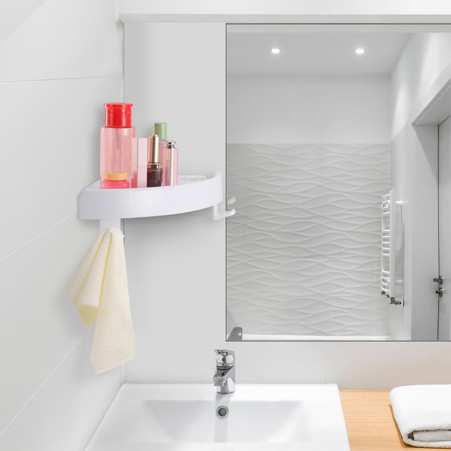Bathroom Corner Storage Rack Triangular Shower Shelf Bath Wall Mount