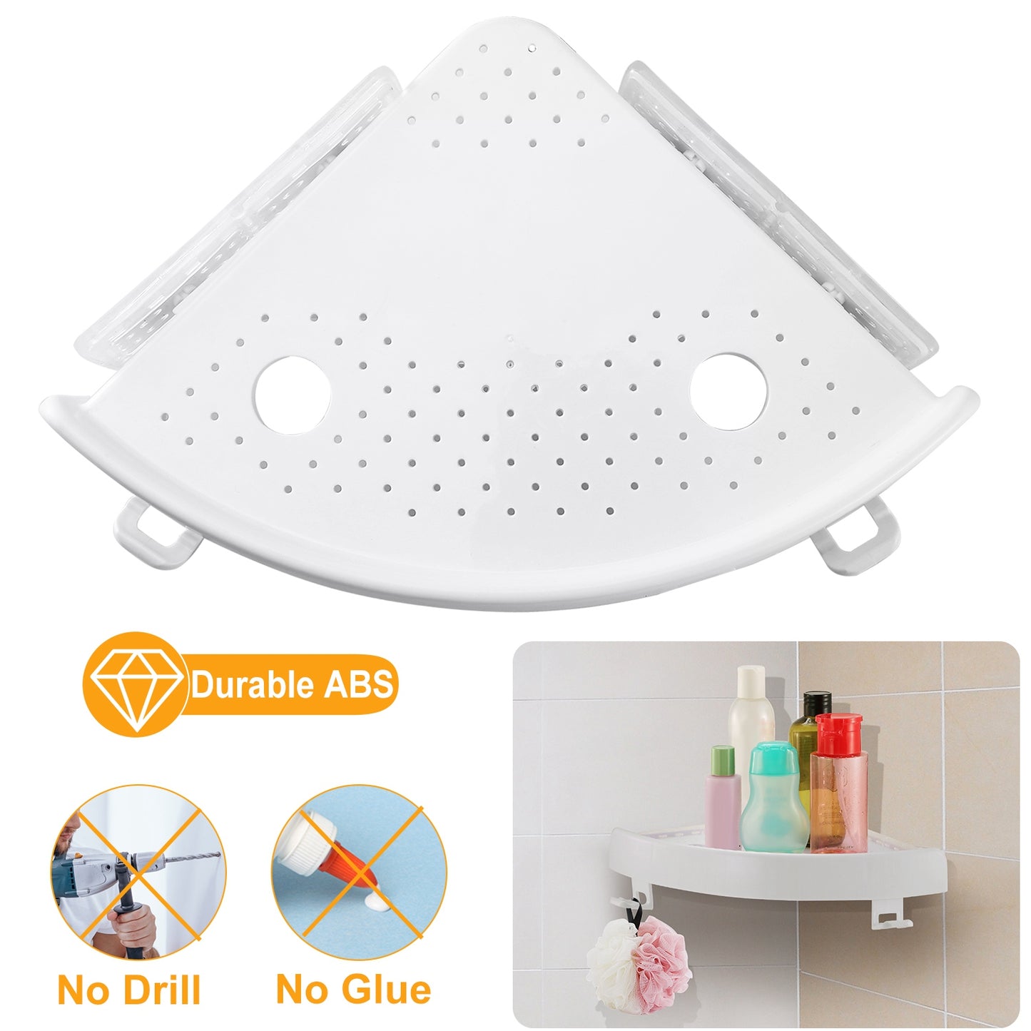 Bathroom Corner Storage Rack Triangular Shower Shelf Bath Wall Mount