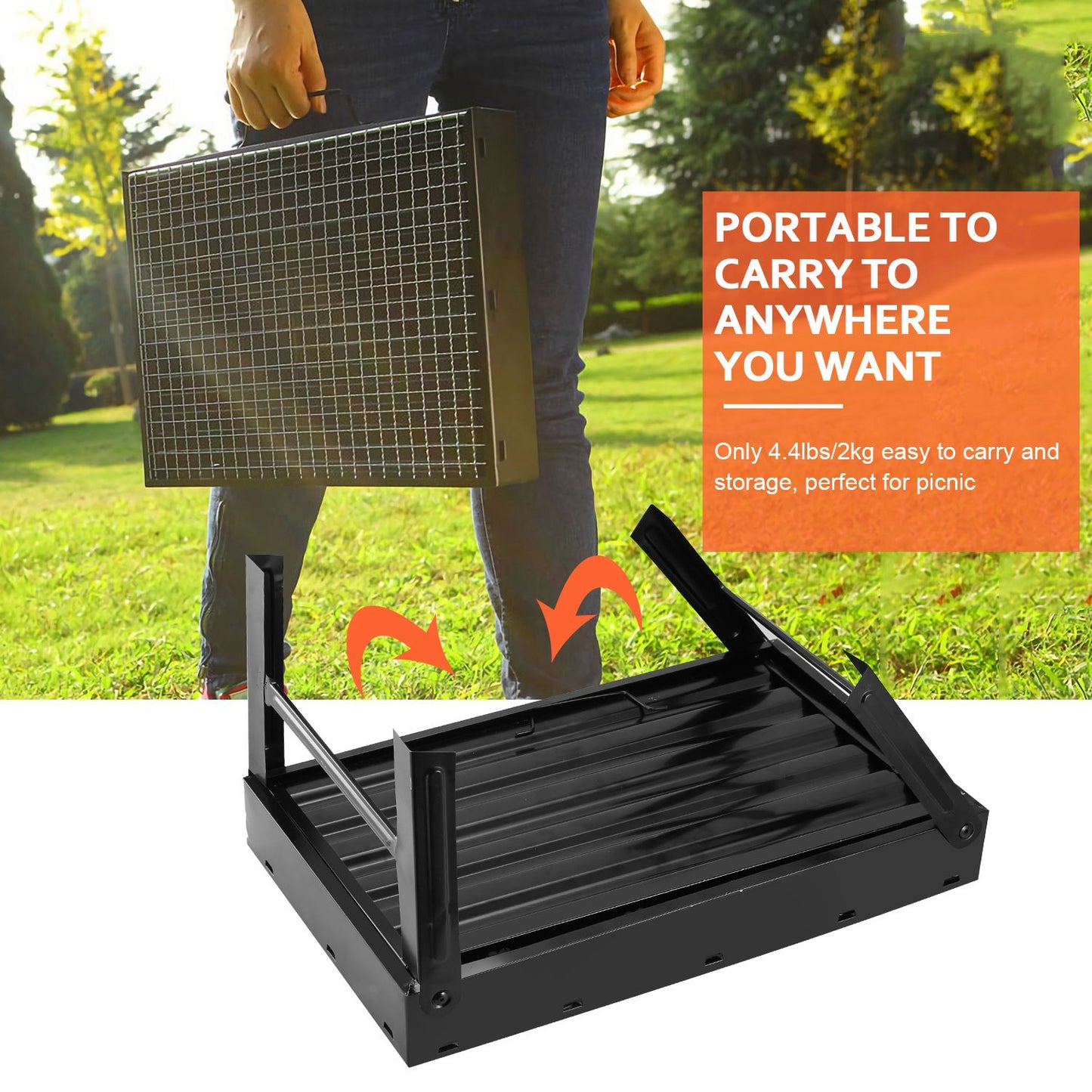 Portable BBQ Grill Foldable Charcoal Grill Lightweight Smoker Grill