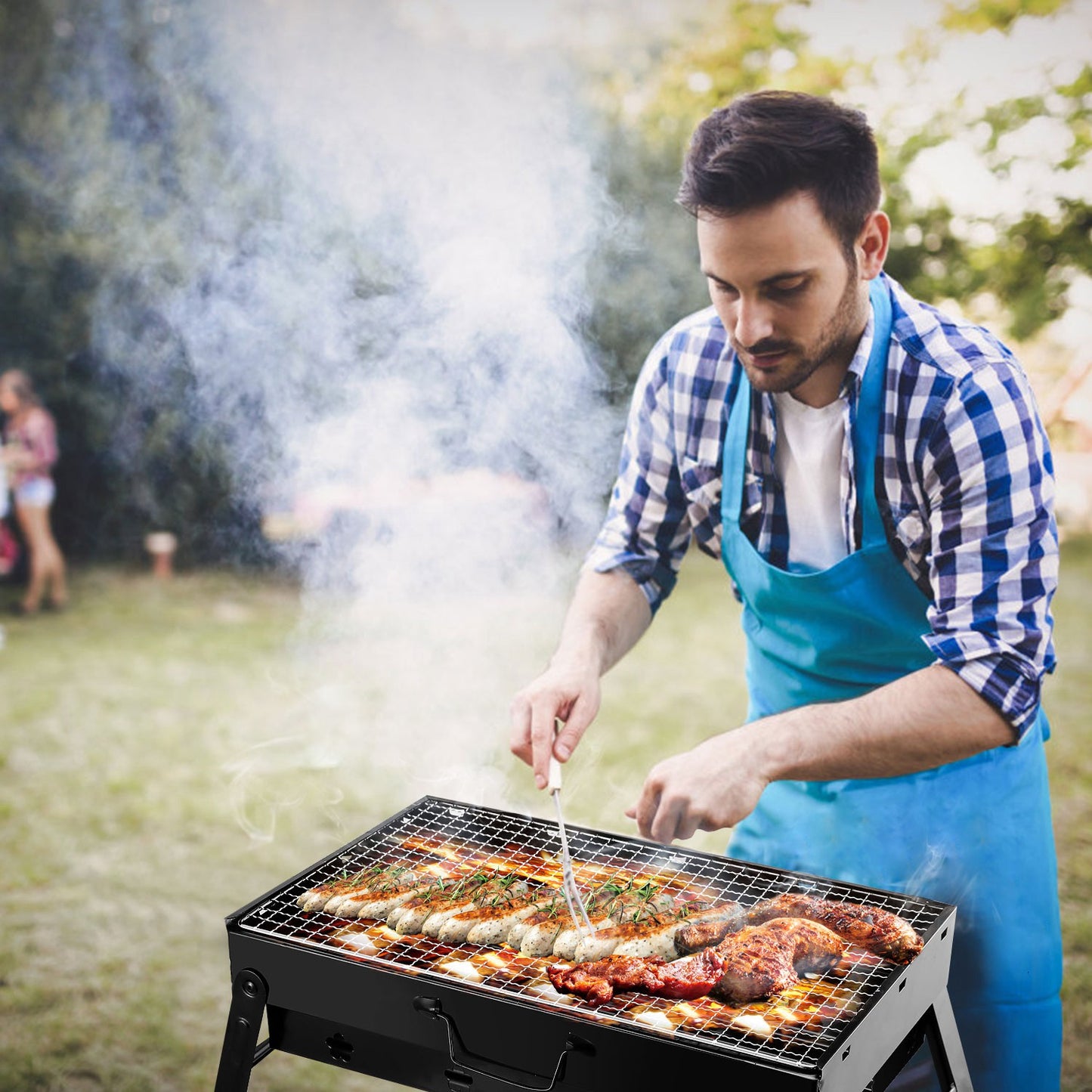 Portable BBQ Grill Foldable Charcoal Grill Lightweight Smoker Grill