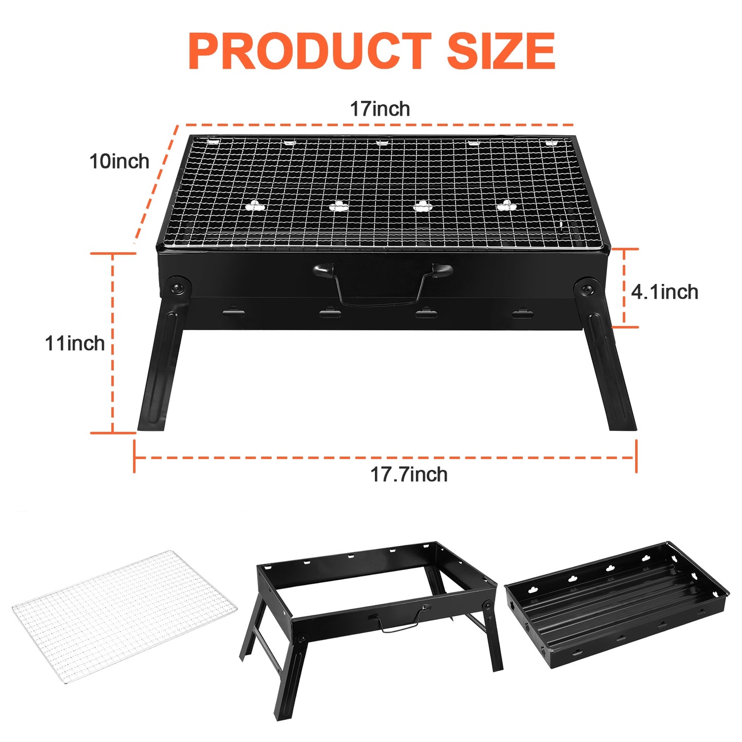Portable BBQ Grill Foldable Charcoal Grill Lightweight Smoker Grill
