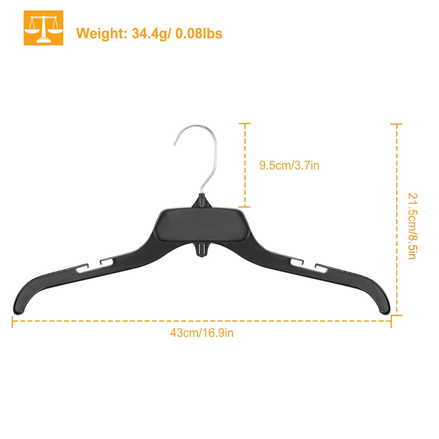 10 Pack Clothes Hangers Non-Slip Notched Space-Saving Plastic Clothing Hangers