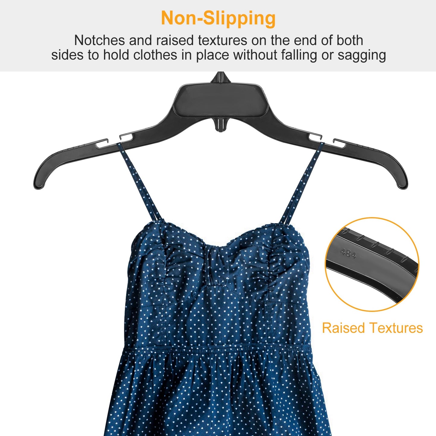 10 Pack Clothes Hangers Non-Slip Notched Space-Saving Plastic Clothing Hangers