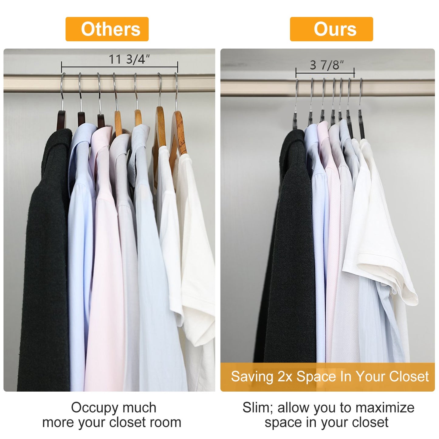 10 Pack Clothes Hangers Non-Slip Notched Space-Saving Plastic Clothing Hangers