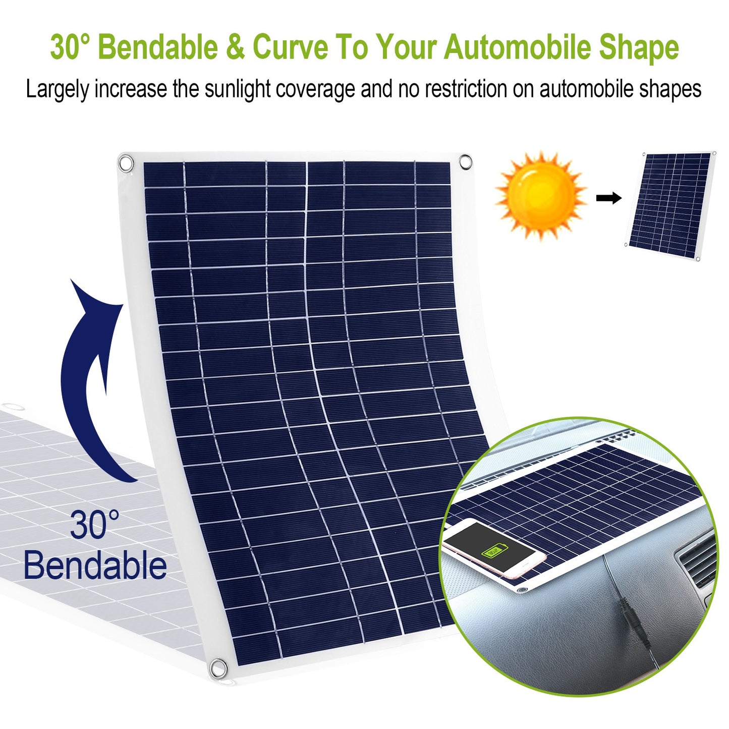 Outdoor Solar Panel 12V 25W Car Battery Charger IP68 Waterproof