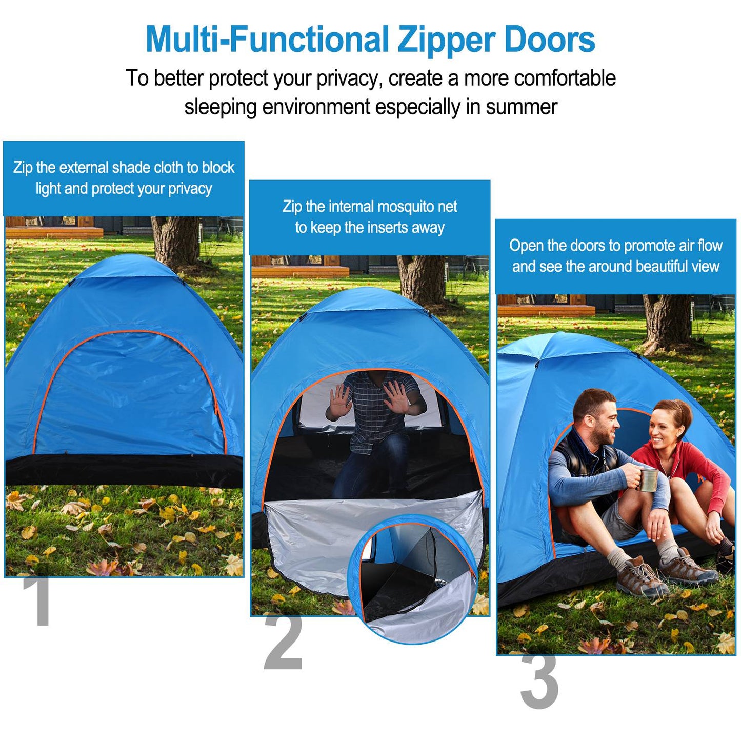 4 Persons Camping Waterproof Tent Pop Up Tent Instant Setup Tent