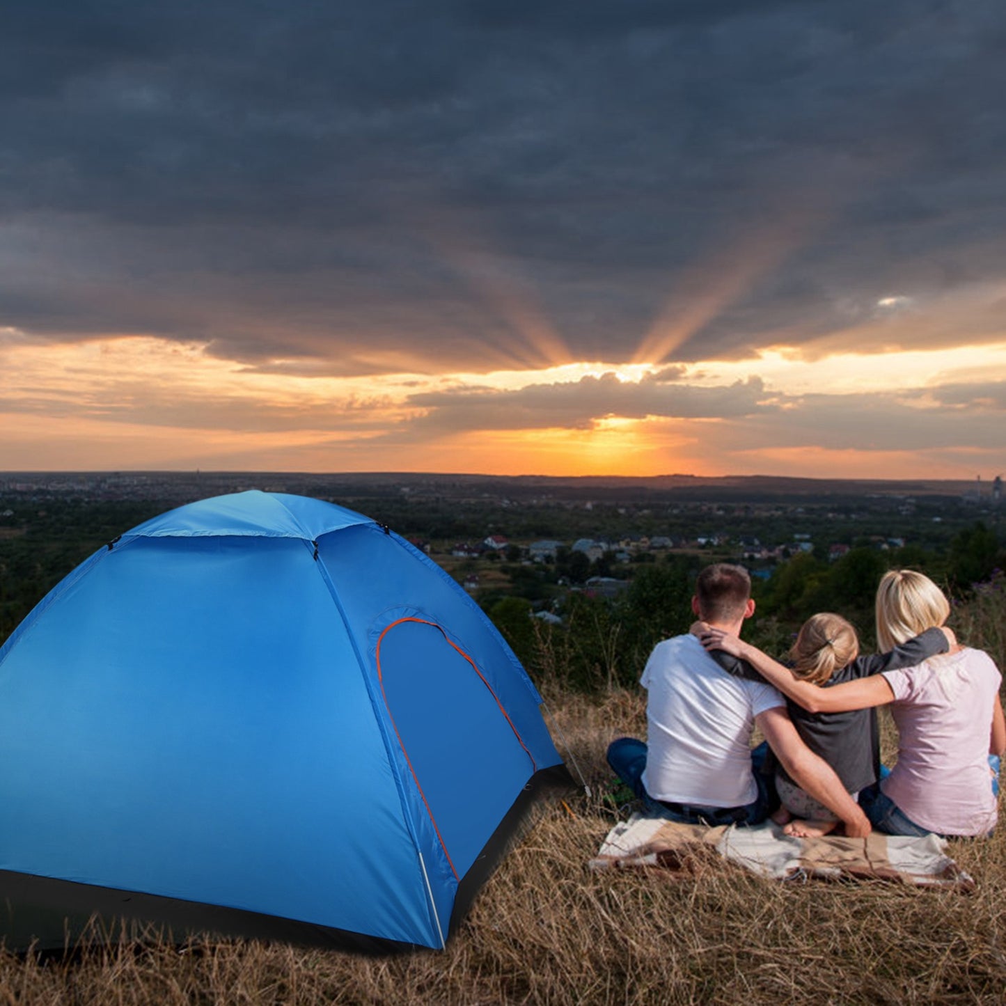 4 Persons Camping Waterproof Tent Pop Up Tent Instant Setup Tent