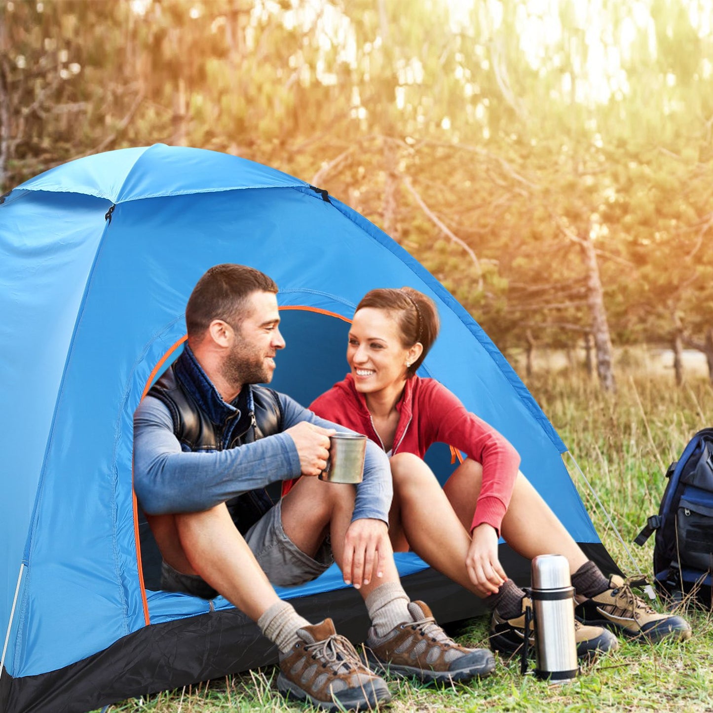 4 Persons Camping Waterproof Tent Pop Up Tent Instant Setup Tent