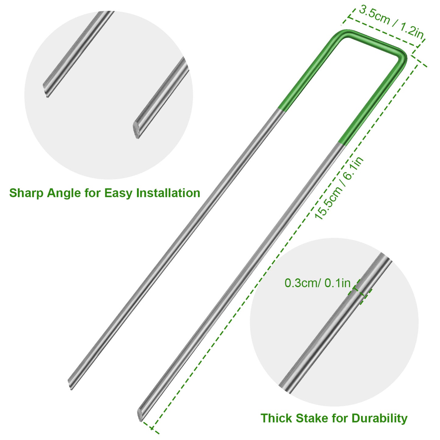 10Pcs Turf Staples 6-Inch U-Type Garden Landscape Staples Rust Resistance Stakes Pins