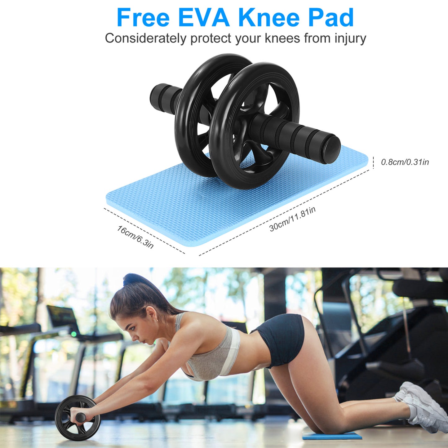 Ab Roller Wheel Fitness Exercise Wheel Roller w/ Knee Pad