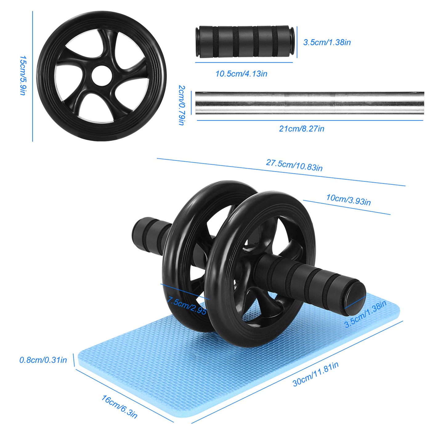 Ab Roller Wheel Fitness Exercise Wheel Roller w/ Knee Pad