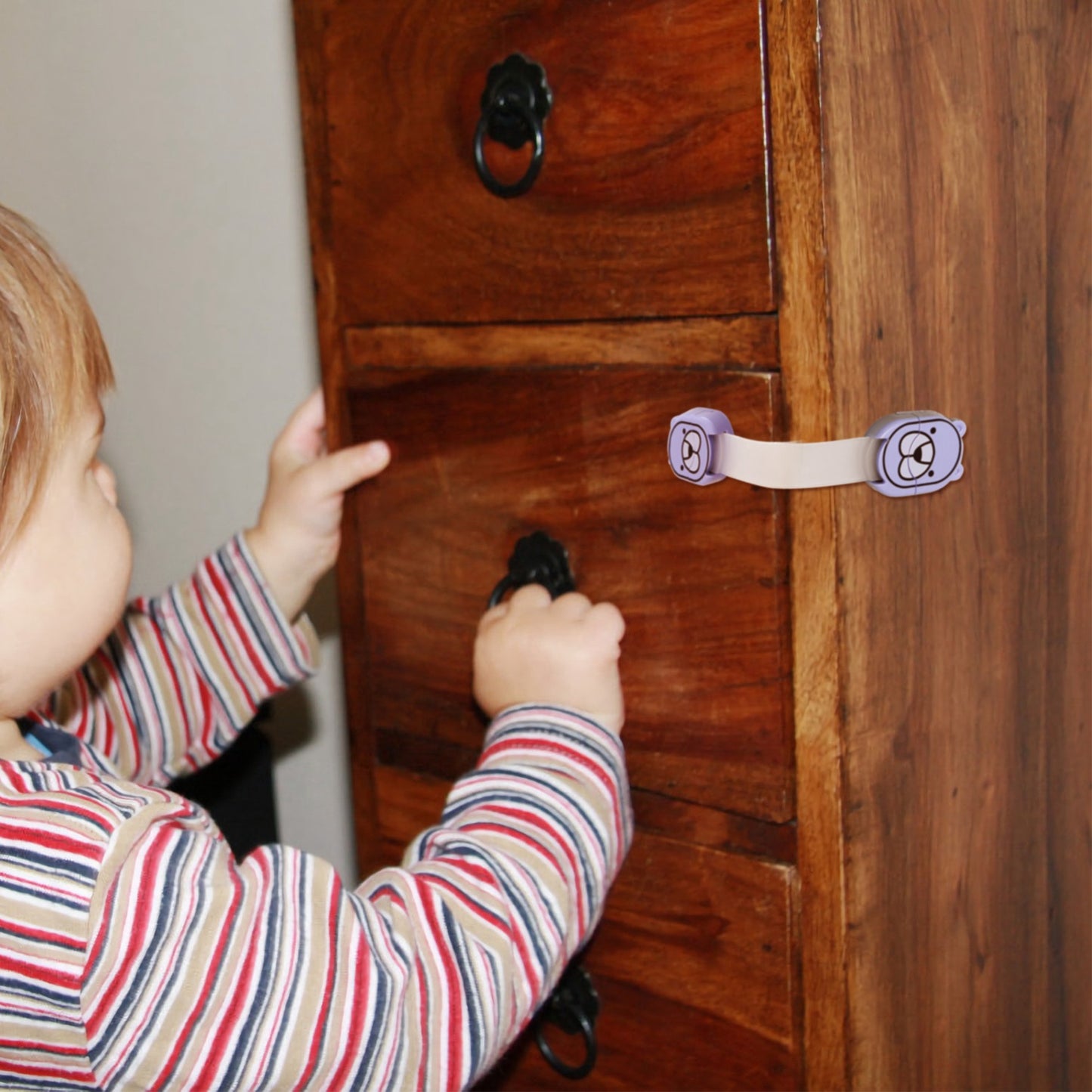 5Pcs Kids Safety Locks w/ 5 Furniture Corner Protectors Drawer Cabinet Strap Locks