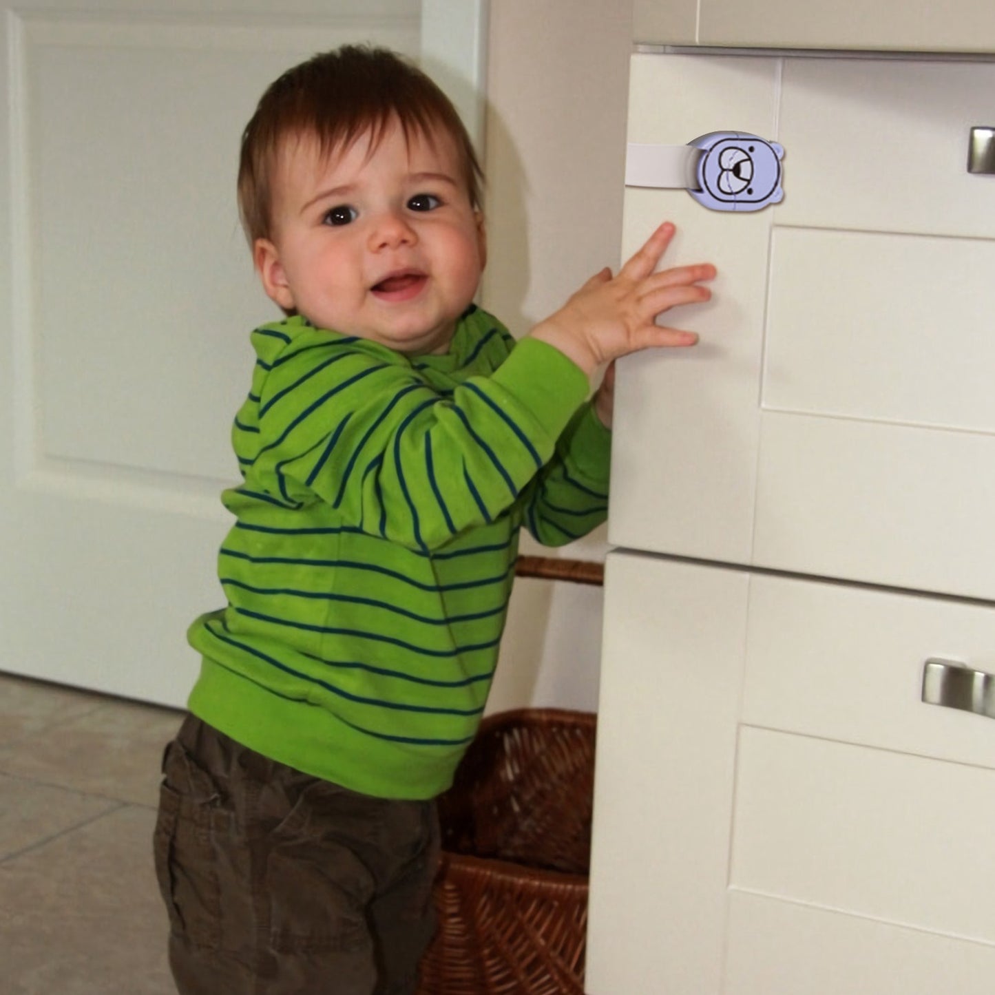 5Pcs Kids Safety Locks w/ 5 Furniture Corner Protectors Drawer Cabinet Strap Locks