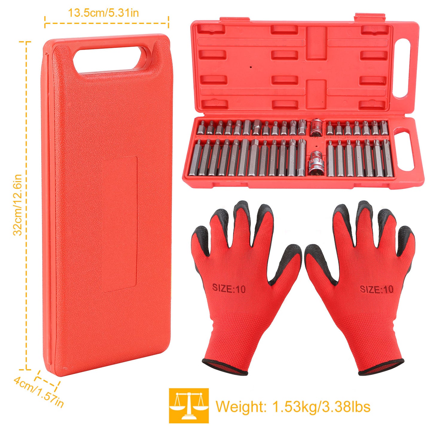 40Pcs Socket Bit Set Hex Torx Spine CRV Combination Bits