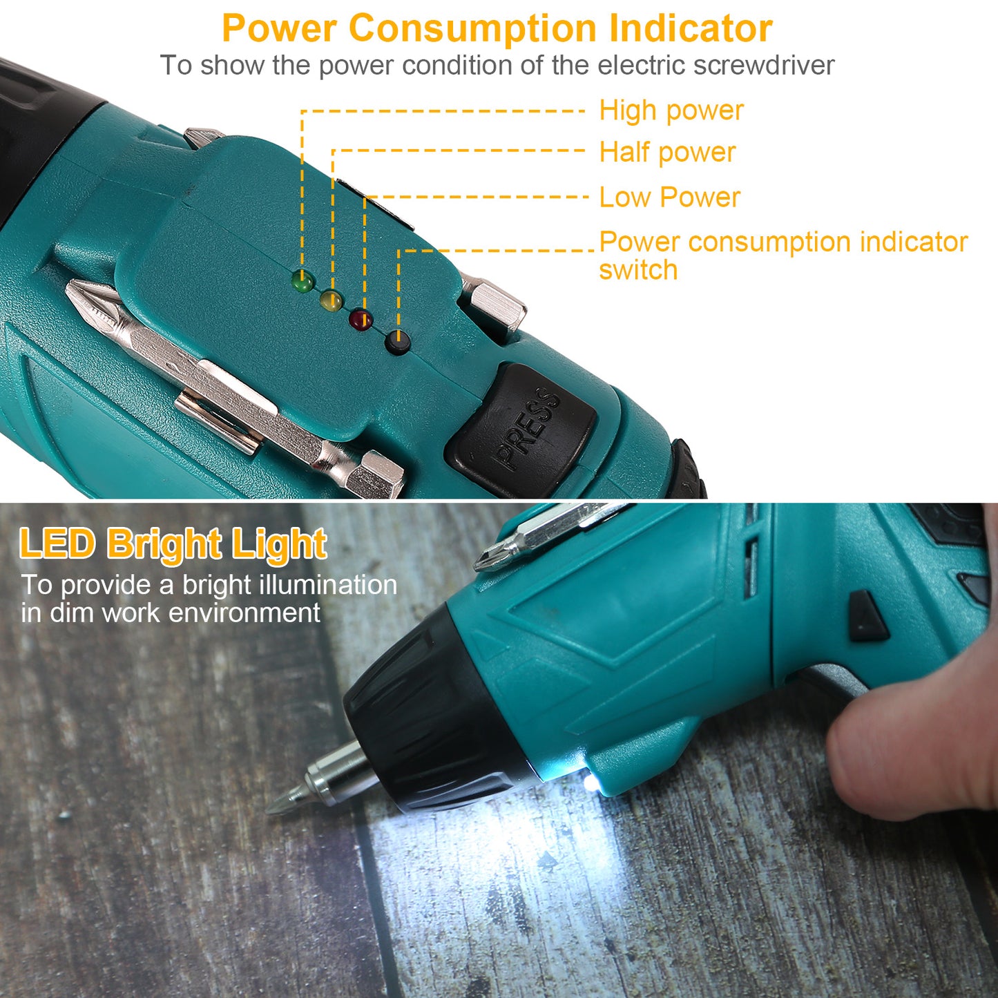 Cordless Electric Screwdriver Set Rechargeable 4.8V Drill Driver