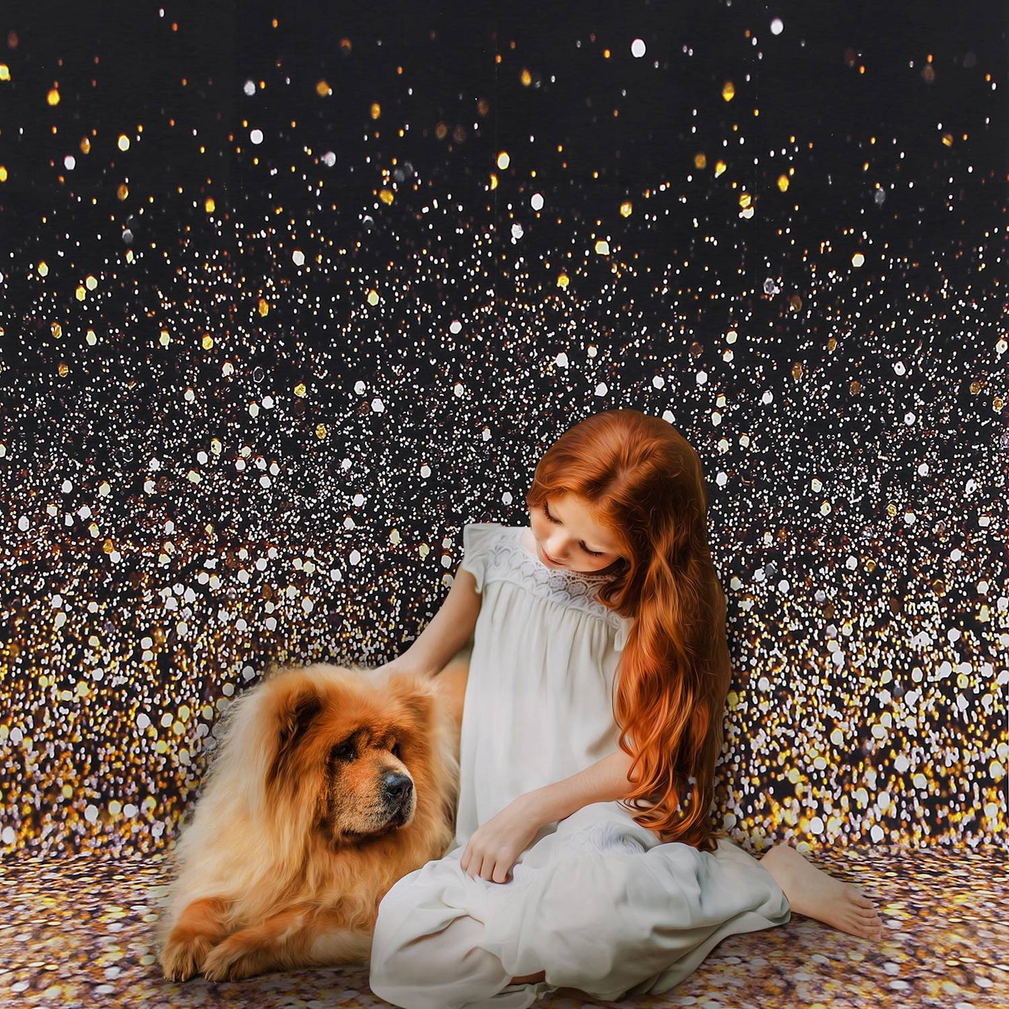 5x7FT Glitter Photo Backdrop Gradual Glitter Black Gold Bokeh Spots Photography Background